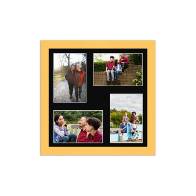 12X12 Mustard Yellow Modern Multi Photo Frame with Black Mount - Holds ...