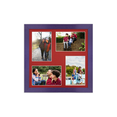 12X12 Purple Modern Multi Photo Frame with Crimson Mount - Holds 4 ...