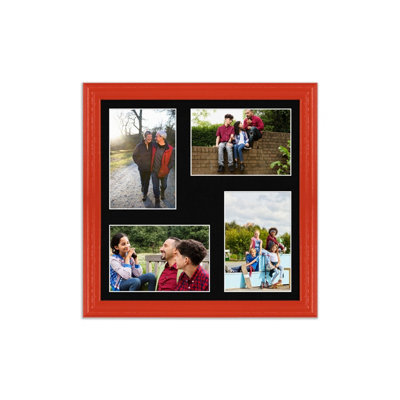 12X12 Red Classic Multi Photo Frame with Black Mount - Holds 4 ...