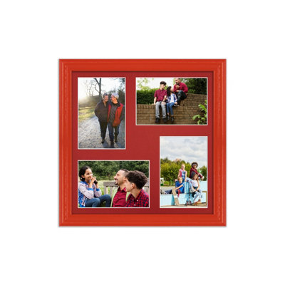 12X12 Red Classic Multi Photo Frame with Crimson Mount - Holds 4 ...