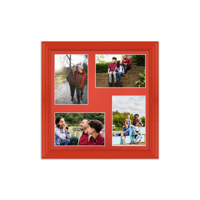 12X12 Red Classic Multi Photo Frame with Poppy Red Mount - Holds 4 ...