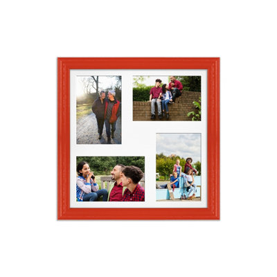 12X12 Red Classic Multi Photo Frame with White Mount - Holds 4 ...