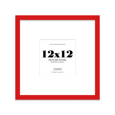 12x12" Red Picture Frame - 12x12" Square Frame with 9x9" Mount for 12x12"/9x9" Pictures Moderrn Style Thin Edge, 1 Pack