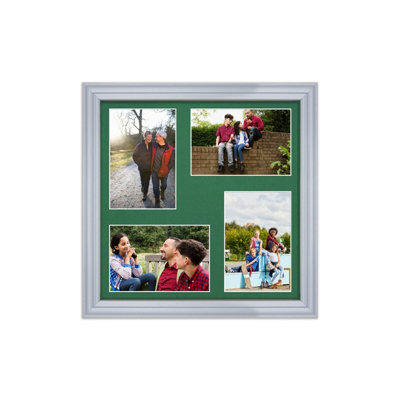 12X12 Silver Classic Multi Photo Frame with Emerald Mount - Holds 4 ...