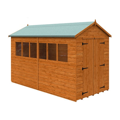 12x6 Xl Workshop 12mm Shed - L355 x W175 x H240.5 cm - Solid Wood/Softwood/Pine - Burnt Orange