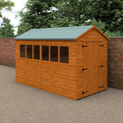 12x6 Xl Workshop 12mm Shed - L355 x W175 x H240.5 cm - Solid Wood/Softwood/Pine - Burnt Orange - 3