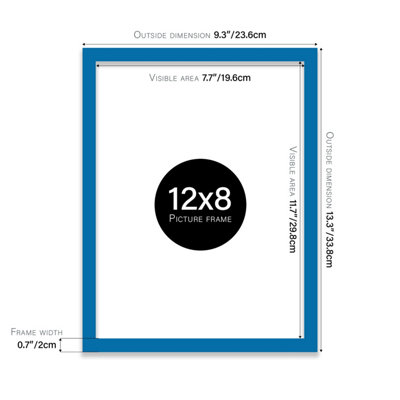 12x8 Blue Picture Frame (30.5 x 20.3cm) Poster, Photo, Artwork, Gallery Wall or Print