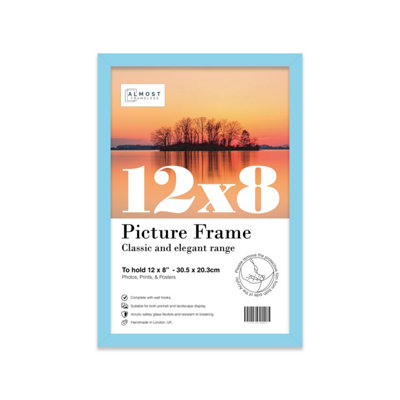 12x8 Light Blue Picture Frame (30.5 x 20.3cm) Poster, Photo, Artwork, Gallery Wall or Print