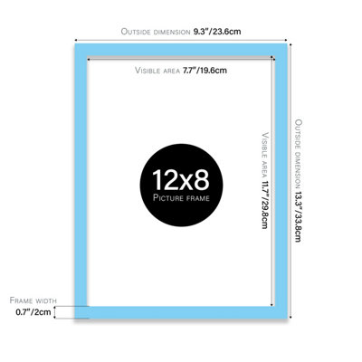 12x8 Light Blue Picture Frame (30.5 x 20.3cm) Poster, Photo, Artwork, Gallery Wall or Print