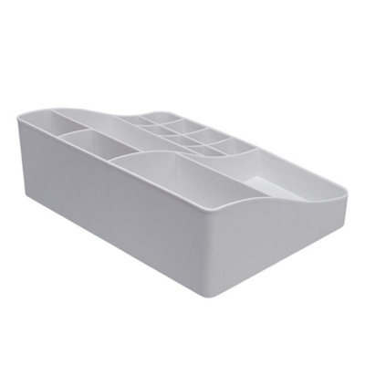 13 Compartments Grey Plastic Vanity Makeup Organizer Desktop Cosmetic Storage - 3
