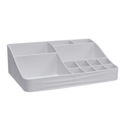 13 Compartments Grey Plastic Vanity Makeup Organizer Desktop Cosmetic Storage - 4