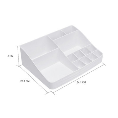 13 Compartments Grey Plastic Vanity Makeup Organizer Desktop Cosmetic Storage - 5