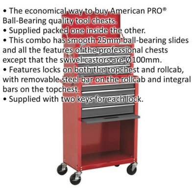 13 Drawer Red Tool Chest with Mobile Storage and Ball-Bearing Slides