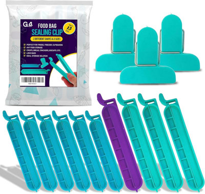 13 Food Storage Sealing Assorted Bag Clips Fresh Fridge Freezer Crisps ...