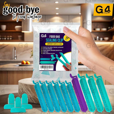 13 Food Storage Sealing Assorted Bag Clips Fresh Fridge Freezer Crisps ...
