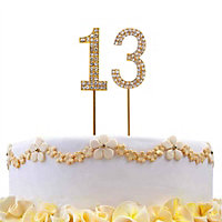 13 Gold Diamond Sparkley Cake Topper Number Year For Birthday Anniversary Party Decorations