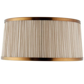 13" Luxury Round Tapered Lamp Shade Beige Pleated Organza Fabric & Antique Brass