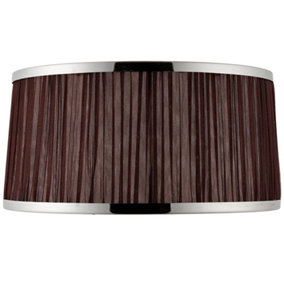 13" Luxury Round Tapered Lamp Shade Brown Pleated Organza Fabric & Bright Nickel