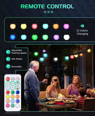13 Meters RGB String Light Kit, 5V 5W (20 RGB Bulbs + IR Remote + UK ...