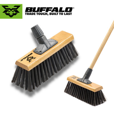 13" Outdoor Stiff PVC Toughest Heavy Duty Scavenger Broom with Unbreakable Bracket (includes handle)