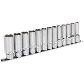 13 PACK DEEP Socket Set 1/2" Metric Square Drive - 6 Point LOCK-ON Rounded Heads