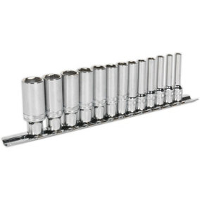 13 PACK DEEP Socket Set 1/4" Metric Square Drive - 6 Point LOCK-ON Rounded Heads
