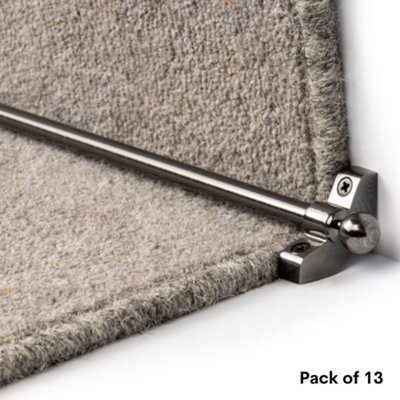 13 Pack - Hollow Stair Carpet Runner Rods - Affordable Stair Rod Bars - Pewter Finish - 89cm (35.4") width