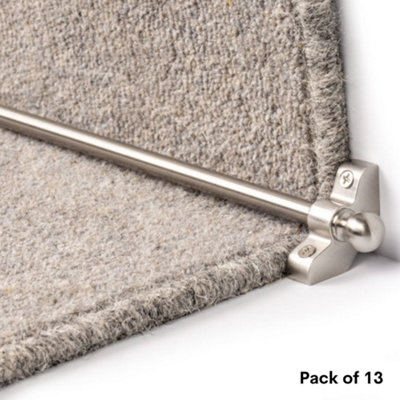 13 Pack - Hollow Stair Carpet Runner Rods - Affordable Stair Rod Bars - Satin Nickel Finish - 89cm (35.4") width