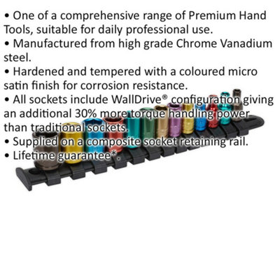 13 PACK Multi Colour Socket Set 1/4