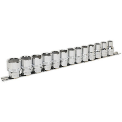 13 PACK Socket Set 1/2" Metric Square Drive - 6 Point LOCK-ON Rounded Heads