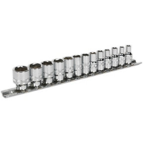 13 PACK Socket Set 1/4" Metric Square Drive - 6 Point LOCK-ON Rounded Heads