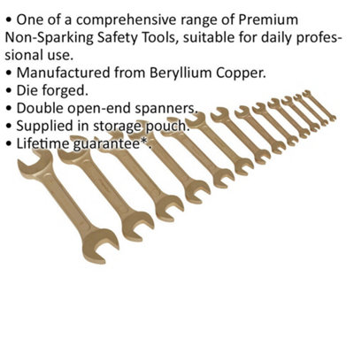 13 Piece Double Open-End Spanner Set - Non-Sparking - Beryllium Copper