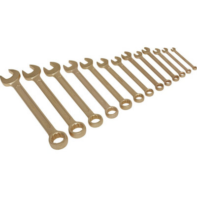 13-Piece Non-Sparking Beryllium Copper Spanner Set - 8-32mm for Professionals and DIY Enthusiasts