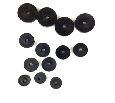 13-Piece Rubber Flat Tap Washer Set - Includes 3/8", 1/2", 3/4" sizes - Ideal for tap repairs and replacements for UK taps
