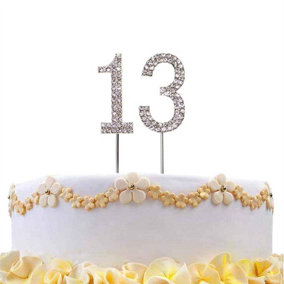 13  Silver Diamond Sparkley CakeTopper Number Year For Birthday Anniversary Party Decorations