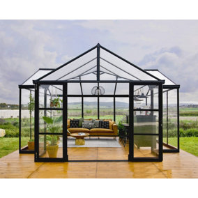 13 x 15 Feet Triomphe Garden Chalet Greenhouse - Arcylic/Aluminium - L380 x W454 x H285 cm - Black