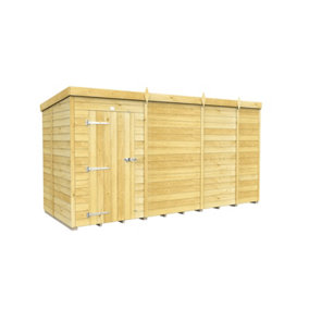 13 x 5 Feet Pent Shed - Single Door Without Windows - Wood - L147 x W387 x H201 cm