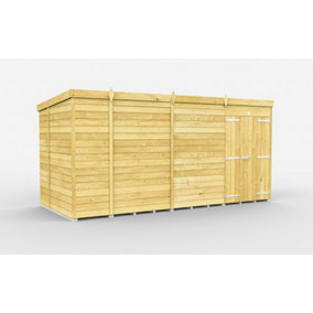 13 x 6 Feet Pent Shed - Double Door Without Windows - Wood - L178 x W387 x H201 cm
