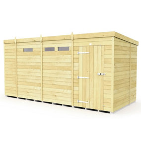 13 x 7 Feet Pent Security Shed - Single Door - Wood - L214 x W387 x H201 cm