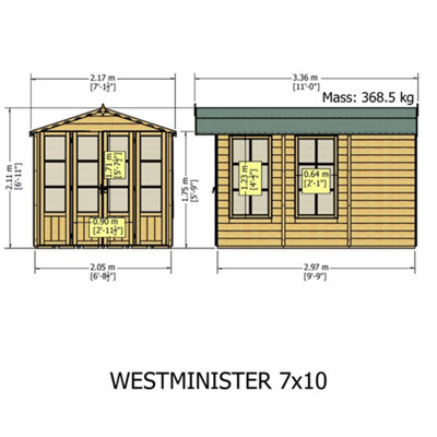13 x 7 Wooden Summerhouse with Roof Overhang - 5