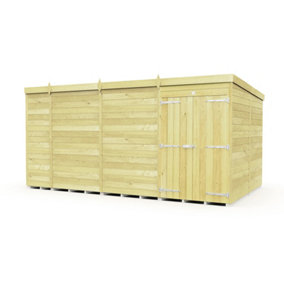 13 x 8 Feet Pent Shed - Double Door Without Windows - Wood - L231 x W387 x H201 cm