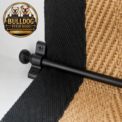 13 x Matt Black Stair Rod / Rods with Ball Finial - 725mm x 10mm