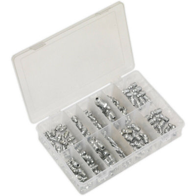 130 Pc Grease Nipple Assortment - Straight & 45 Degree - Metric BSP & UNF