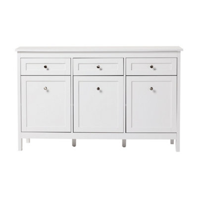 130 x 40 x 80cm Classic White Large Storage Cabinet with Drawers Doors - 3