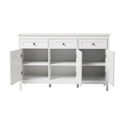 130 x 40 x 80cm Classic White Large Storage Cabinet with Drawers Doors - 4