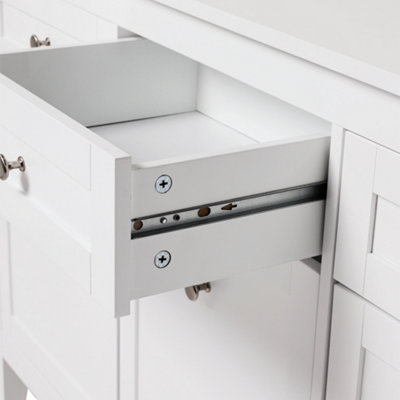 130 x 40 x 80cm Classic White Large Storage Cabinet with Drawers Doors - 5