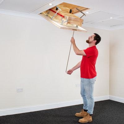 1300mm x 545mm Deluxe Wooden Loft Ladder - 3