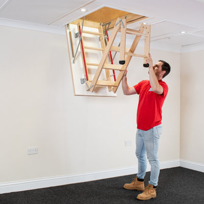 1300mm x 700mm Deluxe Wooden Loft Ladder - 4