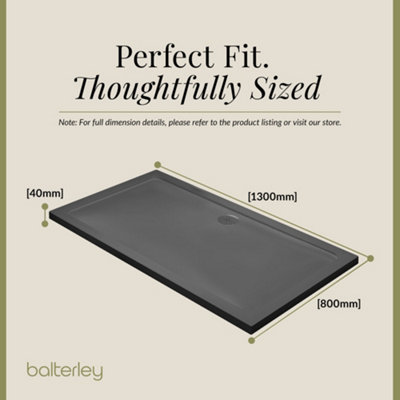 1300mm x 800mm Premium Rectangular Shower Tray - Slate Grey - 3