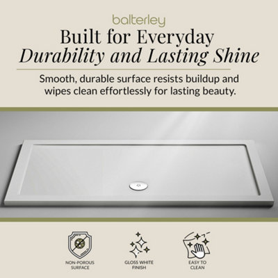 1300mm x 800mm Premium Rectangular Shower Tray - White